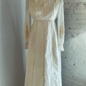 Boho Floral Appliqué Wedding Gown